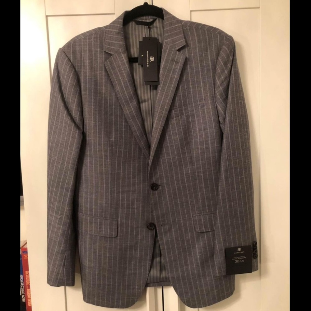 New Banana Republic Monogram Grey Pinstriped Blazer Jacket